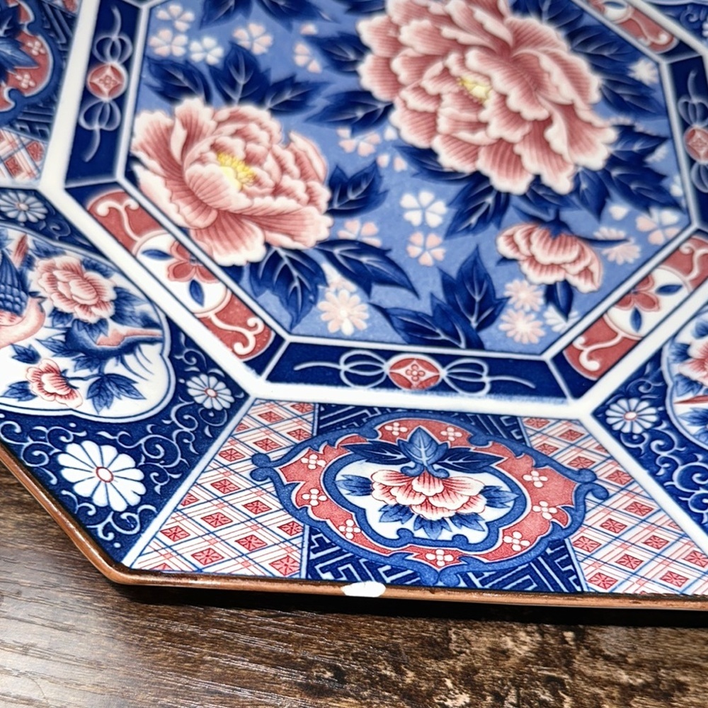 Vintage Toyo Japanese Floral Blue and Pink Decorative Plate - Picture 3 of 5